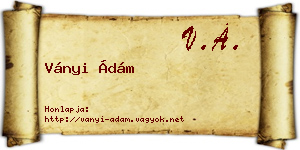 Ványi Ádám névjegykártya
